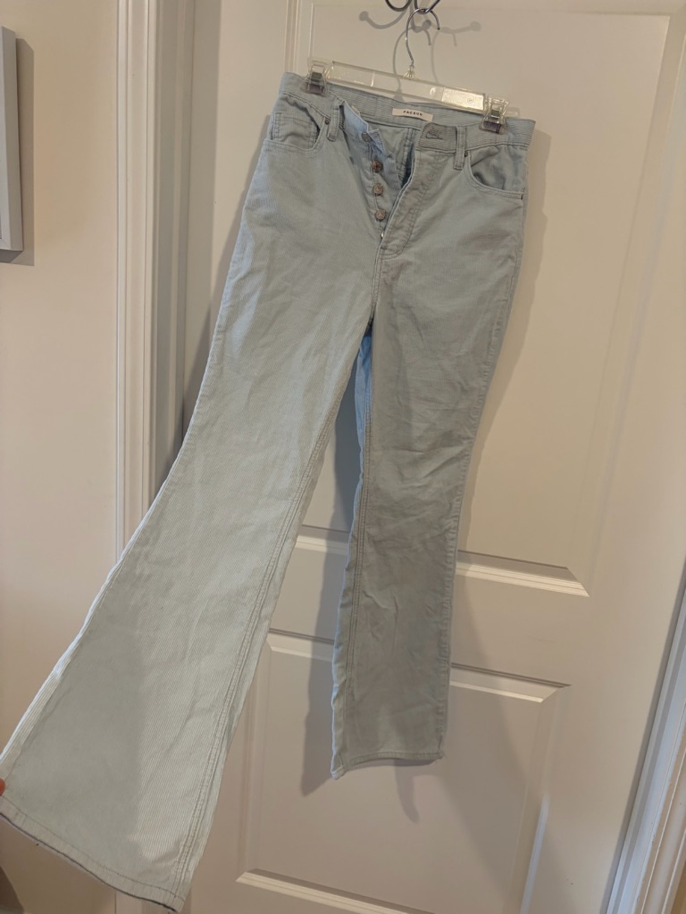 PacSun Light Blue Corduroy Flare Pants Size 22 High Rise Button Fly